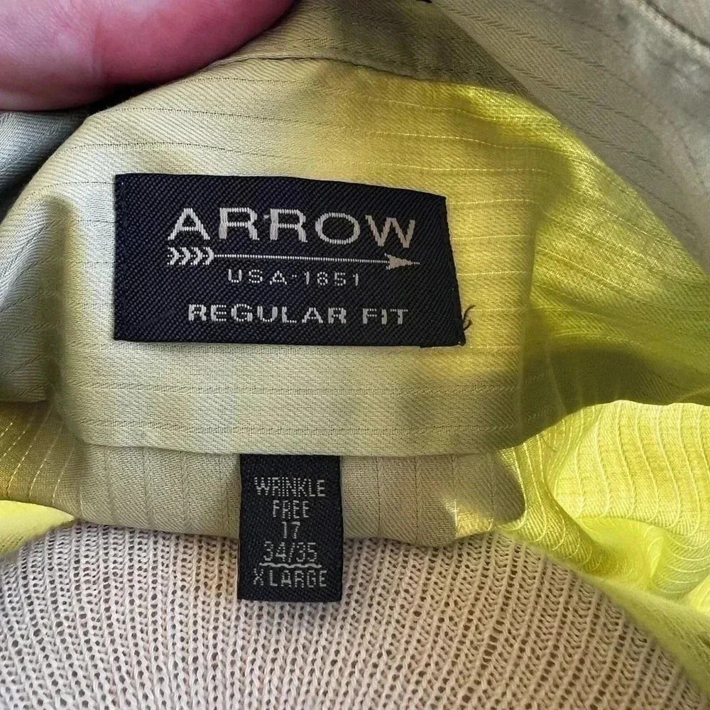 Arrow Regular Fit Button Down Sage Green X-Large … - image 7
